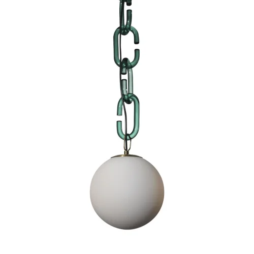 Светильник подвесной Chain 10128P Green LOFT IT белый 1 лампа, основание зелёное золотое в стиле современный шар фото 3